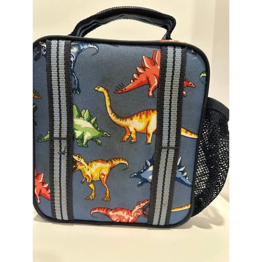 Pottery Barn kids book bag and matching lunchbox Dinosaurs rainbow multi color